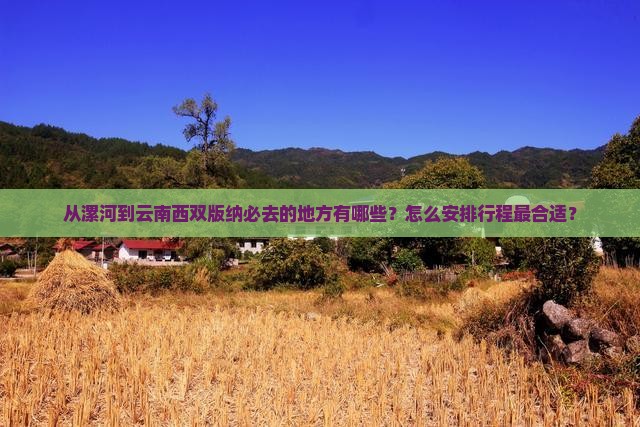 从漯河到云南西双版纳必去的地方有哪些？怎么安排行程最合适？