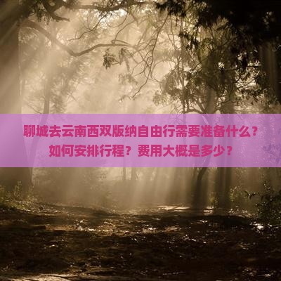 聊城去云南西双版纳自由行需要准备什么？如何安排行程？费用大概是多少？