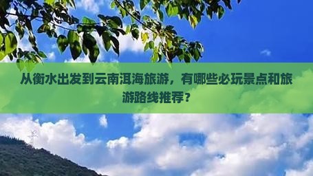 从衡水出发到云南洱海旅游，有哪些必玩景点和旅游路线推荐？