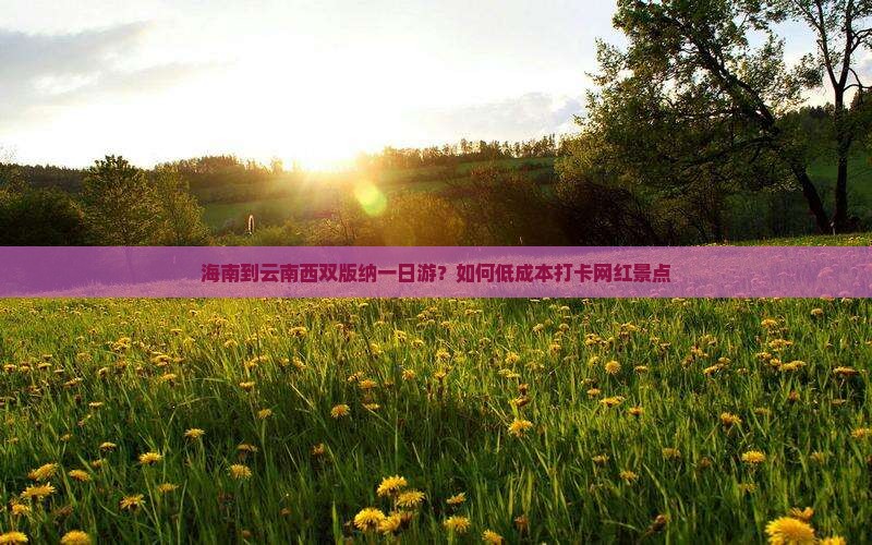 海南到云南西双版纳一日游？如何低成本打卡网红景点