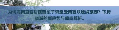 为何海南直辖居民热衷于奔赴云南西双版纳旅游？下跨省游的新趋势与痛点解析。