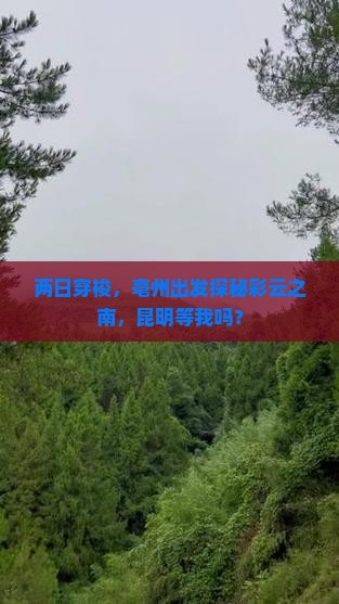 两日穿梭，亳州出发探秘彩云之南，昆明等我吗？
