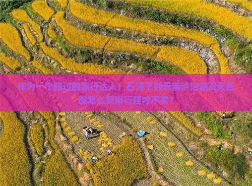 作为一个路过的旅行达人，石河子到云南泸沽湖五天四晚怎么安排行程才不累？