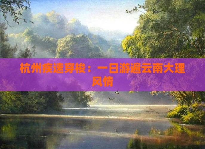 杭州疾速穿梭：一日游遍云南大理风情