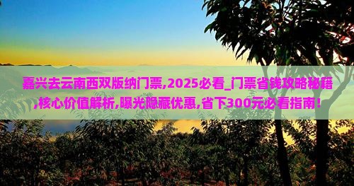 嘉兴去云南西双版纳门票