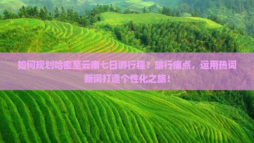 如何规划哈密至云南七日游行程？旅行痛点，运用热词新词打造个性化之旅！