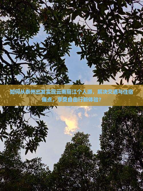 如何从泰州出发实现云南丽江个人游，解决交通与住宿痛点，享受自由行新体验？