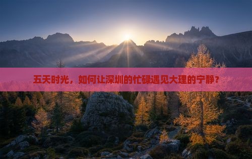 五天时光，如何让深圳的忙碌遇见大理的宁静？