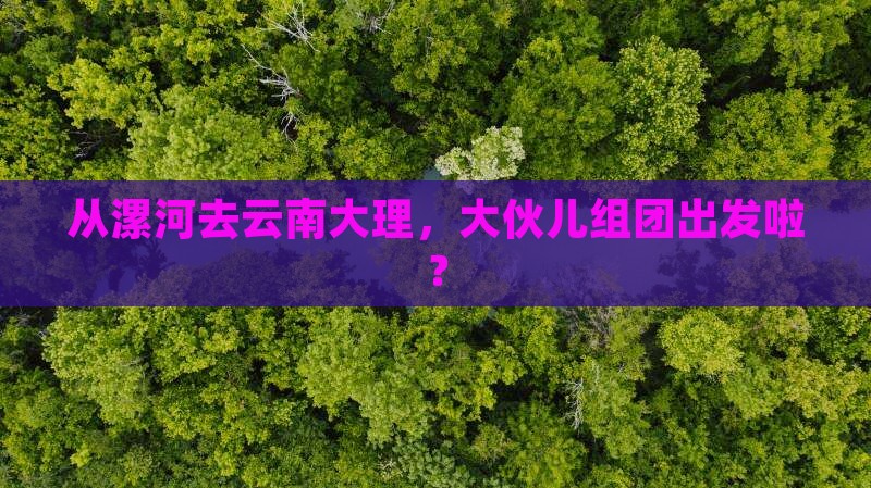 从漯河去云南大理，大伙儿组团出发啦？