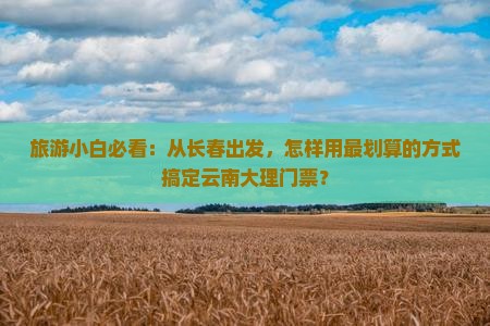 旅游小白必看：从长春出发，怎样用最划算的方式搞定云南大理门票？