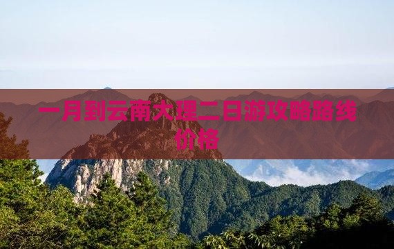 一月到云南大理二日游