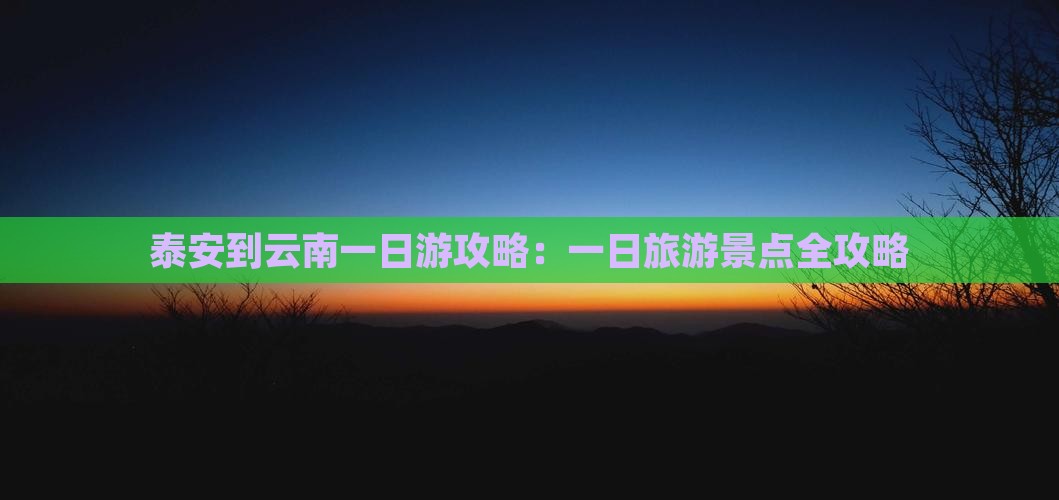 泰安到云南一日
