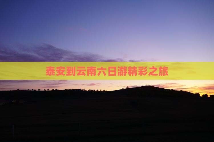 泰安到云南六日游精彩之旅