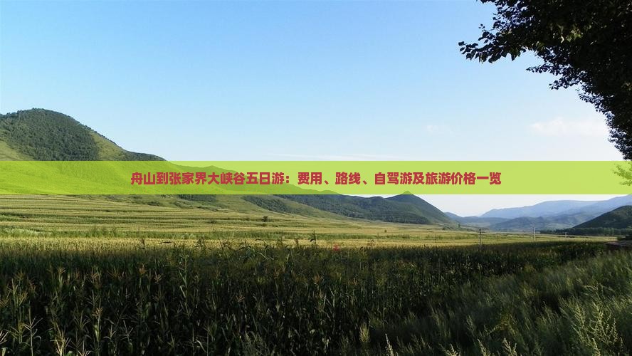 舟山到张家界大峡谷五日游：费用、路线、自驾游及旅游价格一览