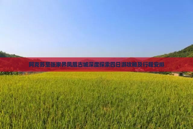阿克苏至张家界凤凰古城深度探索四日游攻略及行程安排