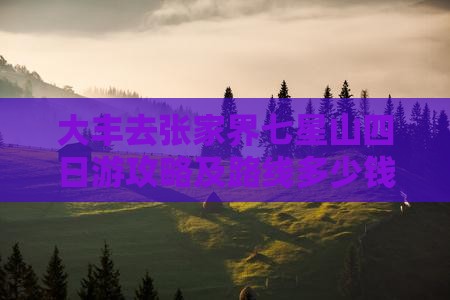 大丰去张家界七星山四日游攻略及路线多少钱
