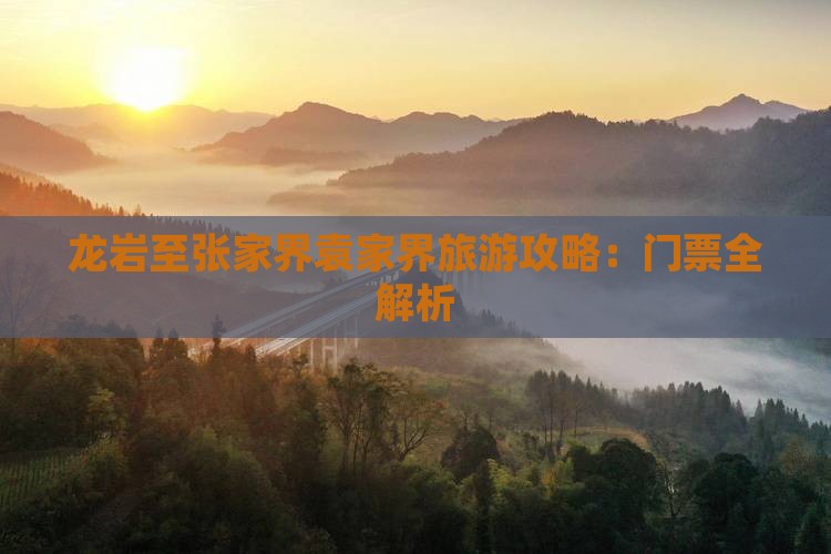 龙岩至张家界袁家界旅游攻略：门票全解析