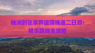 株洲到张家界玻璃栈道二日游：精华路线全攻略