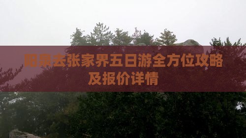 阳泉去张家界五日游全方位攻略及报价详情