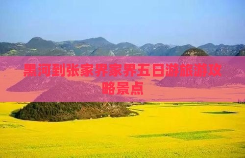 黑河到张家界袁家界五日游