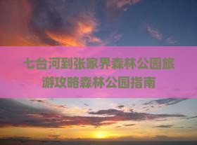 七台河到张家界森林公园旅游攻略森林公园指南