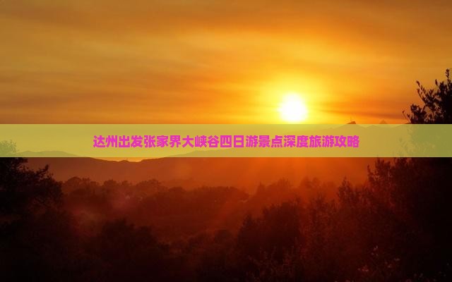 达州出发张家界大峡谷四日游景点深度旅游攻略