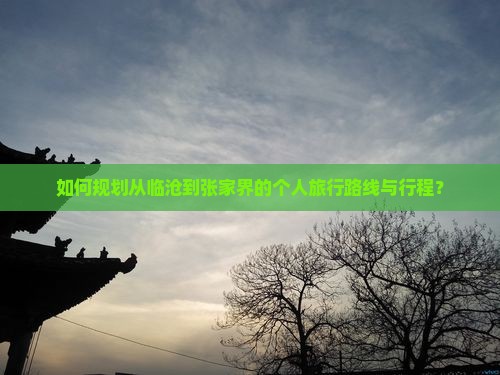 如何规划从临沧到张家界的个人旅行路线与行程？
