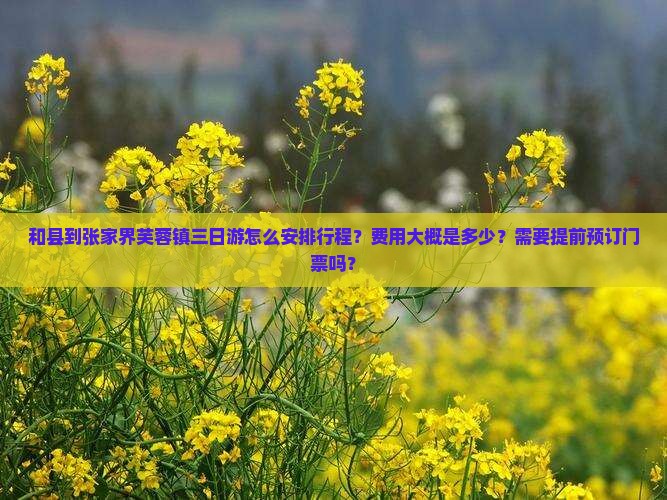 和县到张家界芙蓉镇三日游怎么安排行程？费用大概是多少？需要提前预订门票吗？
