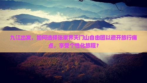 九江出发，如何选择张家界天门山自由团以避开旅行痛点，享受个性化旅程？