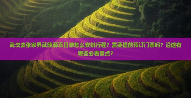 武汉去张家界武陵源五日游怎么安排行程？需要提前预订门票吗？沿途有哪些必看景点？