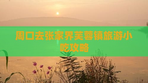 周口去张家界芙蓉镇旅游小吃攻略