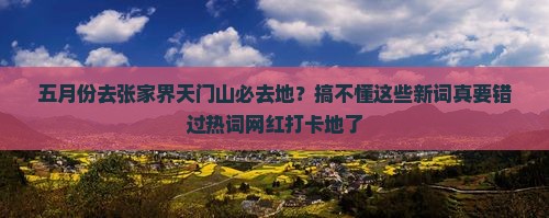 五月份去张家界天门山必去地？搞不懂这些新词真要错过热词网红打卡地了