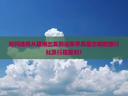 如何选择从陇南出发到张家界凤凰古城的旅行社及行程规划？