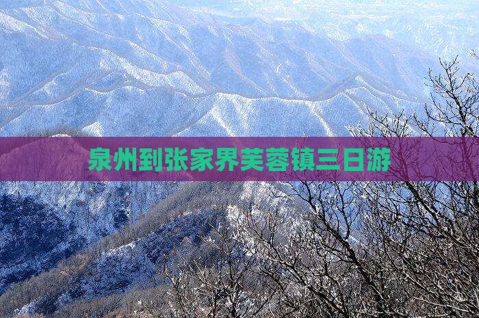 泉州到张家界芙蓉镇三日游
