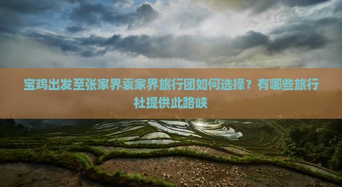 宝鸡出发至张家界袁家界旅行团如何选择？有哪些旅行社提供此路峡
