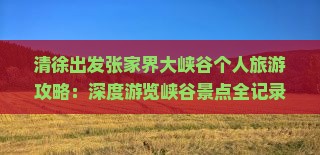 清徐出发张家界大峡谷个人旅游攻略：深度游览峡谷景点全记录