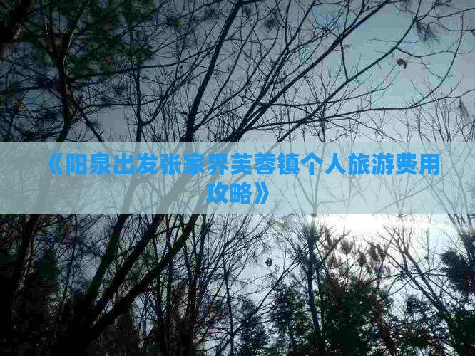 《阳泉出发张家界芙蓉镇个人旅游费用攻略》