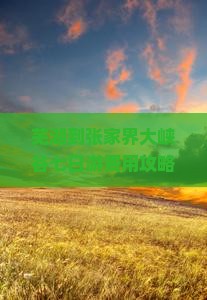 芜湖到张家界大峡谷七日游费用攻略及自驾游路线推荐