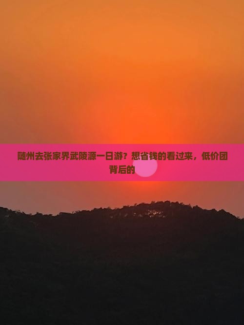 随州去张家界武陵源一日游？想省钱的看过来，低价团背后的