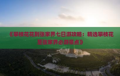 《攀枝花花到张家界七日游攻略:精选攀枝花至张家界必游景点》 《攀枝花花到张家界七日游攻略:精选攀枝花至张家界必游景点》