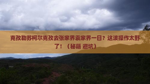 克孜勒苏柯尔克孜去张家界袁家界一日
