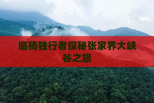 临猗独行者探秘张家界大峡谷之旅