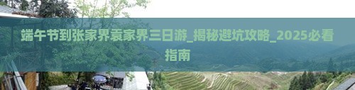 端午节到张家界袁家界三日游