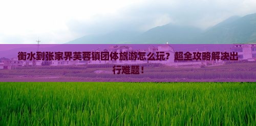 衡水到张家界芙蓉镇团体旅游