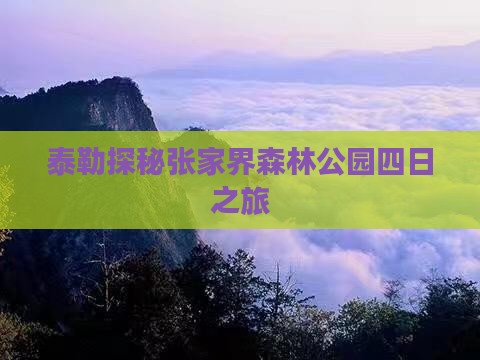 泰勒探秘张家界森林公园四日之旅