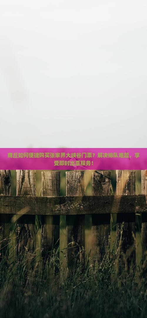 商丘如何便捷购买张家界大峡谷门票？解决排队难题，享受即时出票服务！