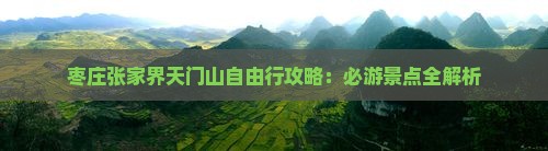 枣庄去张家界天门山自由行