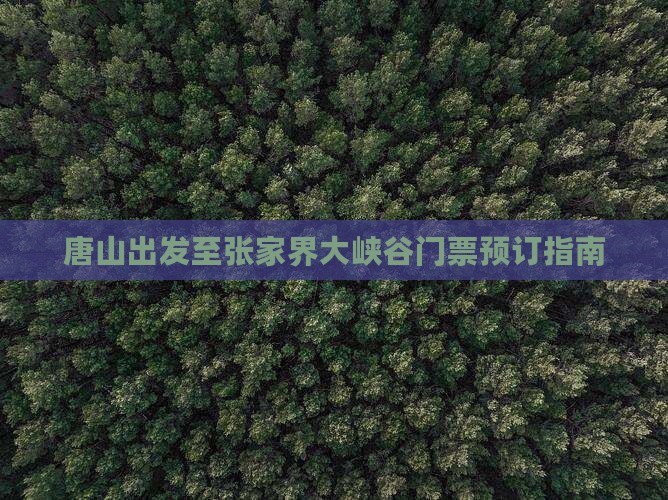 唐山出发至张家界大峡谷门票预订指南