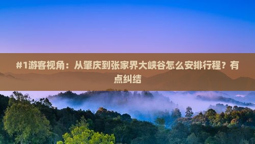 #1游客视角：从肇庆到张家界大峡谷怎么安排行程？有点纠结