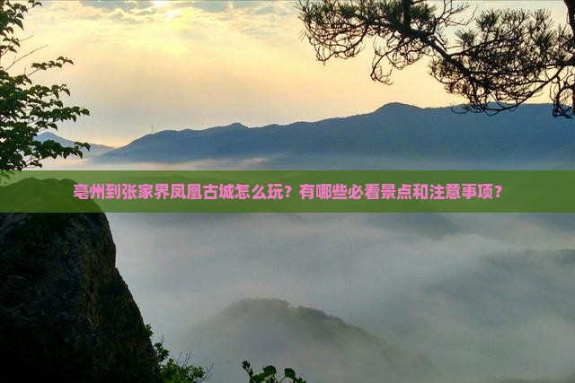亳州到张家界凤凰古城怎么玩？有哪些必看景点和注意事项？